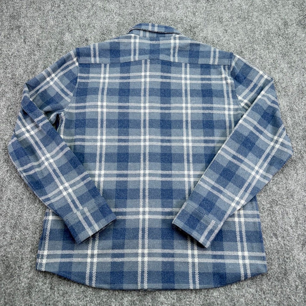 Faherty Legend Sweater Shirt Mens Large Blue Gray Plaid Knit Button Up Pockets - Picture 8 of 9